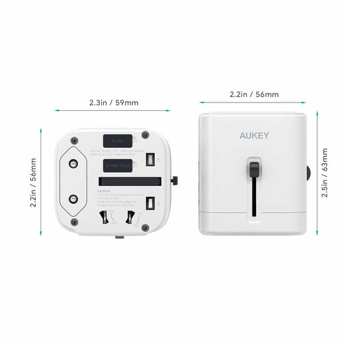 Aukey PA TA01 Universal Travel Adapter With USB C and USB A Ports